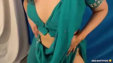 Late On The Rent Anal! Hot Desi caught by Landlord in her Green Saree x