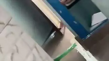 Mom cleaning bathroom in naked caught by son