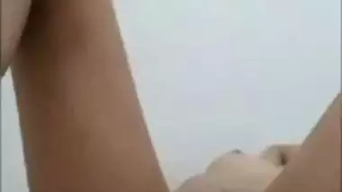 Horny girlfriend spreading legs and pussy show to lover