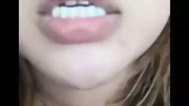 Big boobs horny GF fingering on video call to lover
