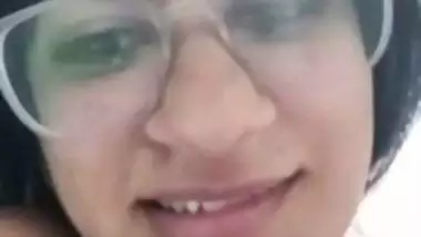 Short hair college girl stripping bra and showing boobs