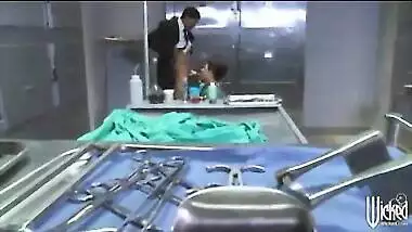 HOT brunette doctor India Summer sucks and fucks big-dick at work