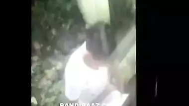 Youthful college couple have a fun a outdoor fuck behind his hostel