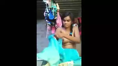 Cute girl recording her nude video