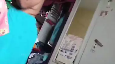 Grandmother wearing blouse and showing naked boobs