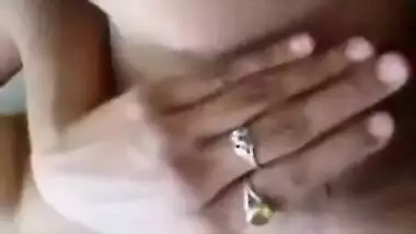 Indian babe displays XXX breasts putting hand down there for sex pleasure