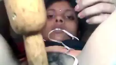 Desi using chapati rod dildo to masturbate