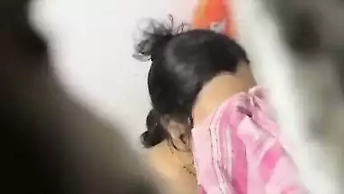 Devar hides near bathroom to see bhabhi nude bath