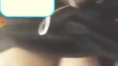 Girl with big boobies performs sex show rubbing own hard perky nipples