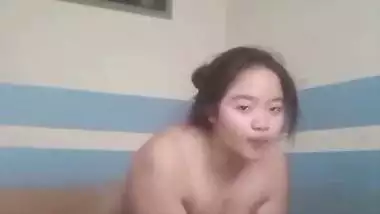 Meghalaya chubby girl riding dick of lover at home