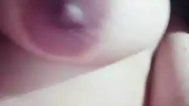 Unsatisfied cute bhabhi topless selfie showing long boobs