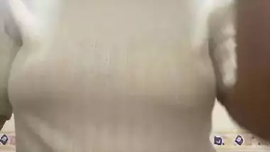 Tanker maal stripping bra and showing huge boobs