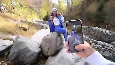 Great blowjob in nature after a photo shoot of young tourists - AnGelya.G